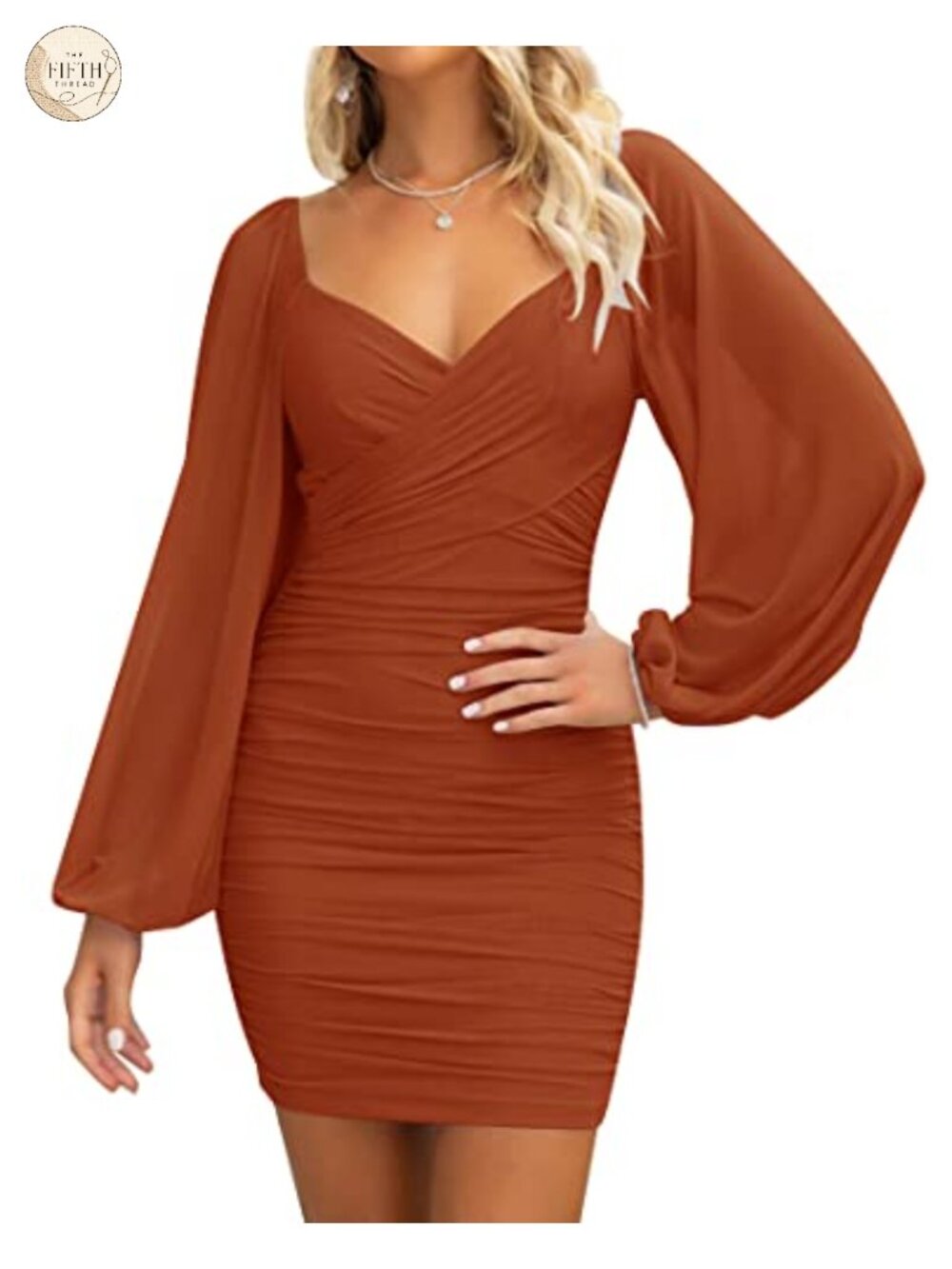 ZESICA Women's Long Sleeve Puff Sleeve Mini Dress